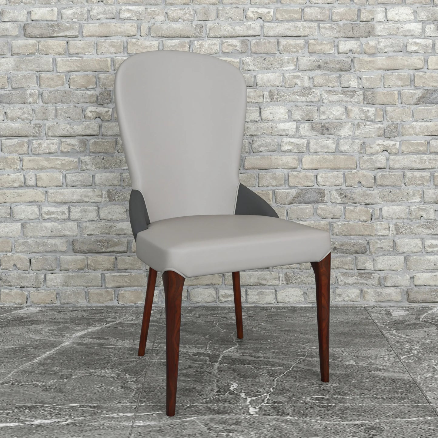 Havana Leather Dining Chair with a Two-Tone Color Design and Rubberwood Legs Set of 4 - Elax Furniture