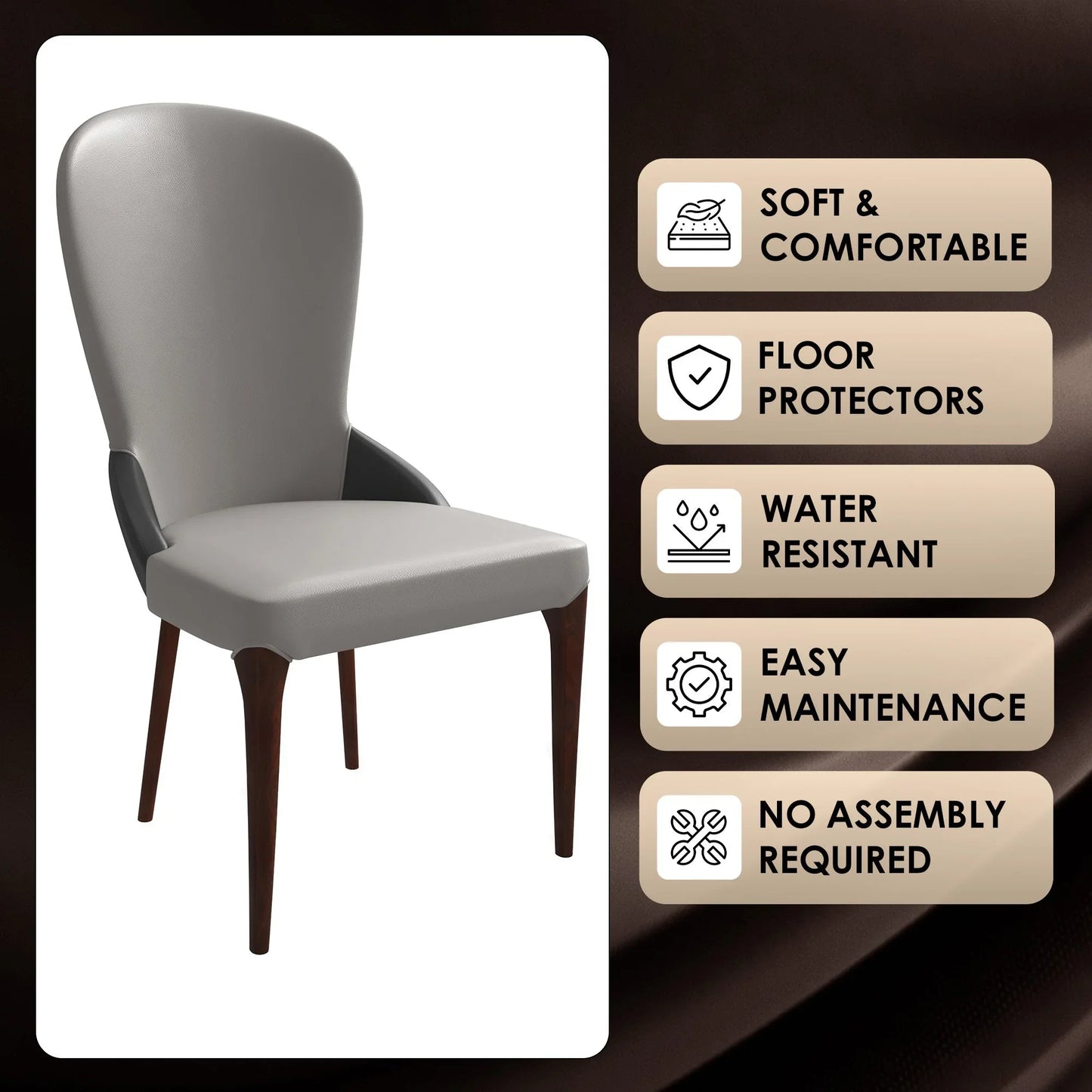 Havana Leather Dining Chair with a Two-Tone Color Design and Rubberwood Legs - Elax Furniture