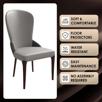 Havana Leather Dining Chair with a Two-Tone Color Design and Rubberwood Legs - Elax Furniture