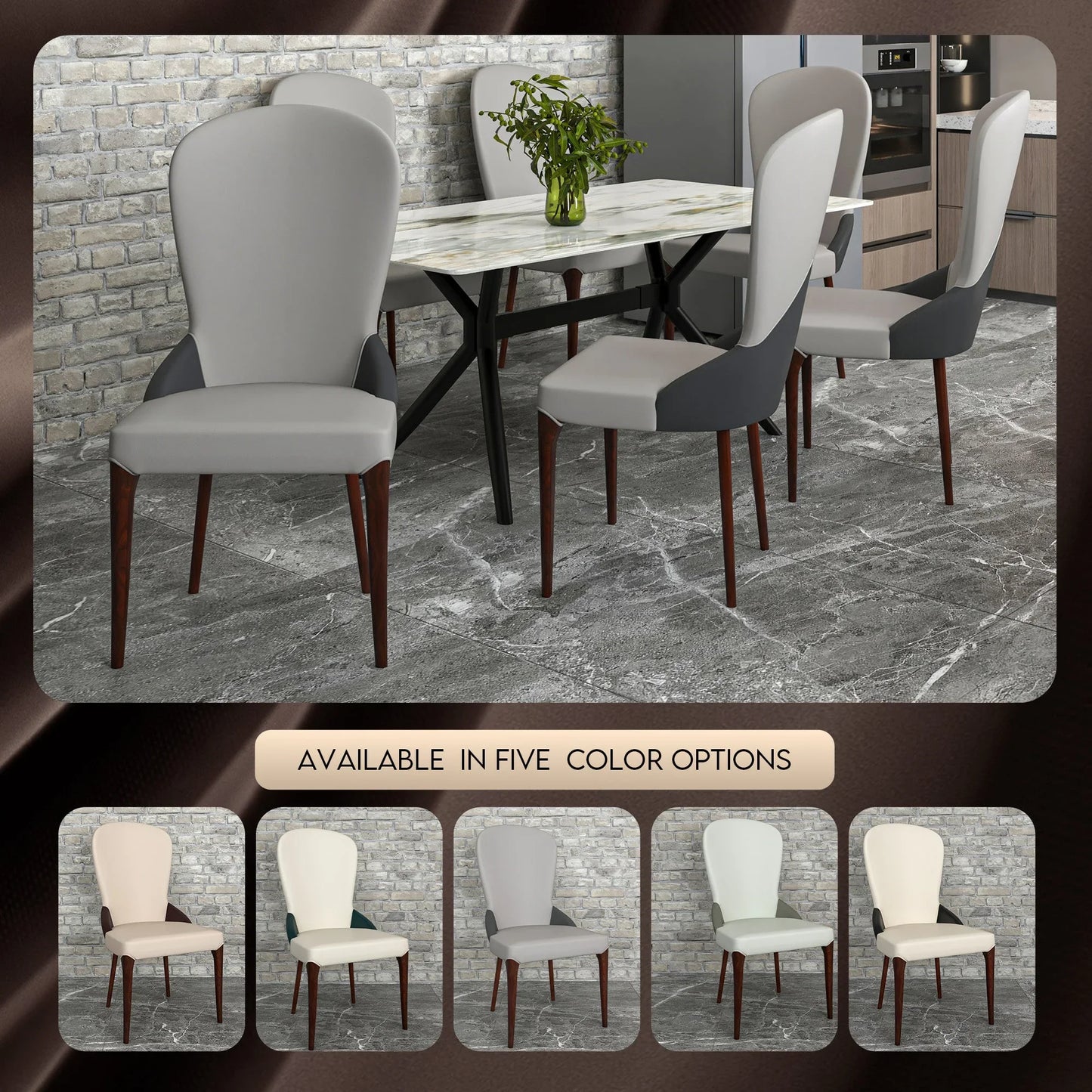 Havana Leather Dining Chair with a Two-Tone Color Design and Rubberwood Legs - Elax Furniture