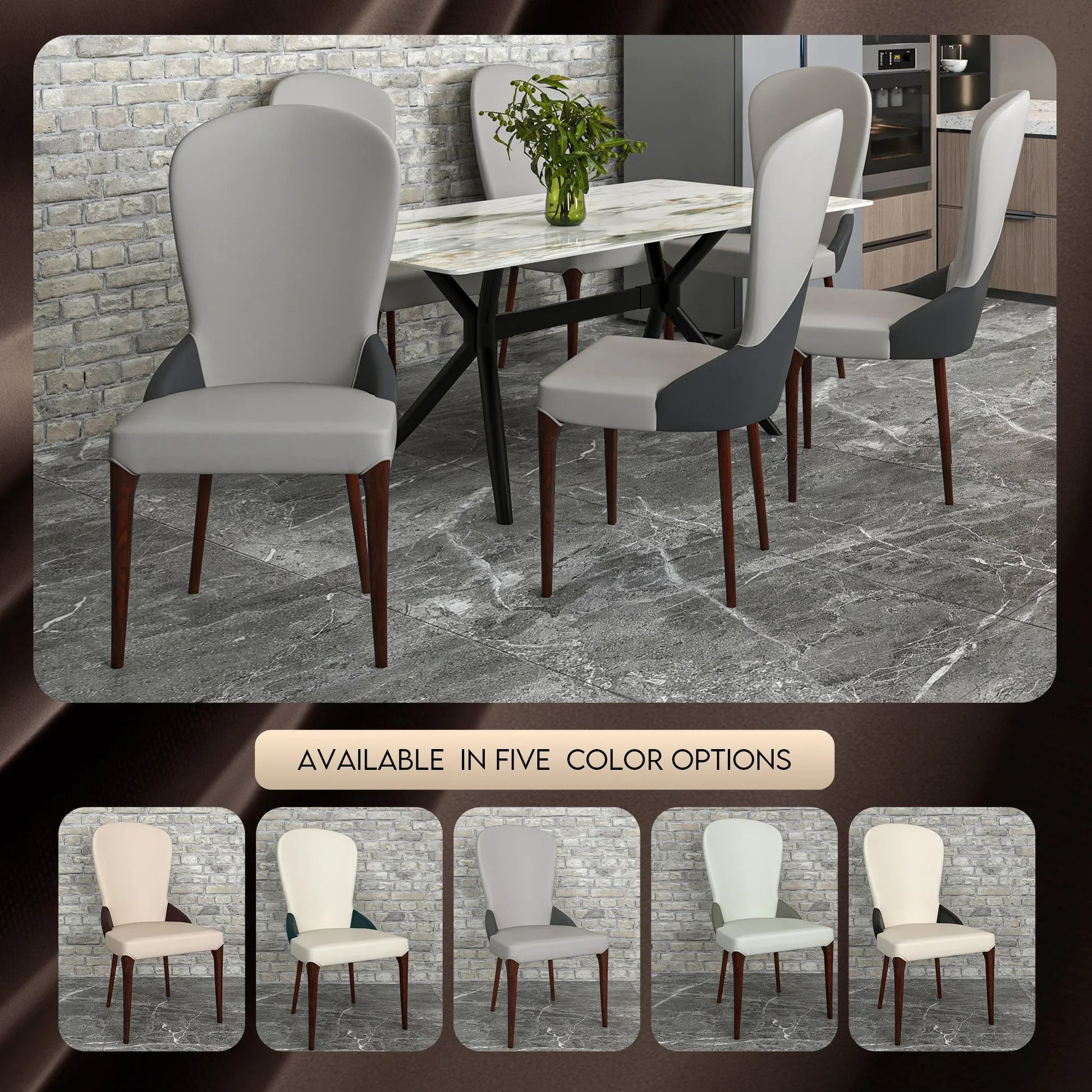 Havana Leather Dining Chair with a Two-Tone Color Design and Rubberwood Legs - Elax Furniture