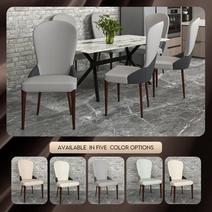 Havana Leather Dining Chair with a Two-Tone Color Design and Rubberwood Legs - Elax Furniture