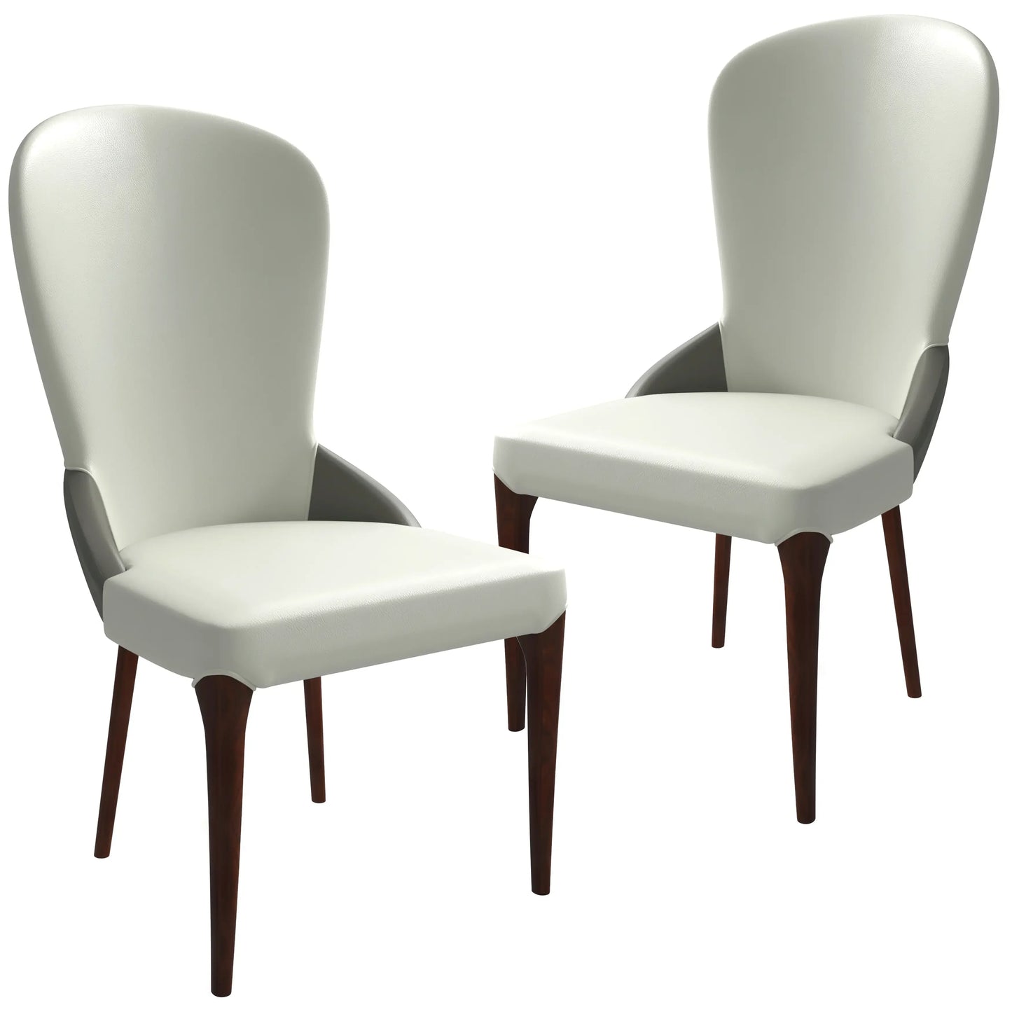 Havana Leather Dining Chair with a Two-Tone Color Design and Rubberwood Legs Set of 2 - Elax Furniture