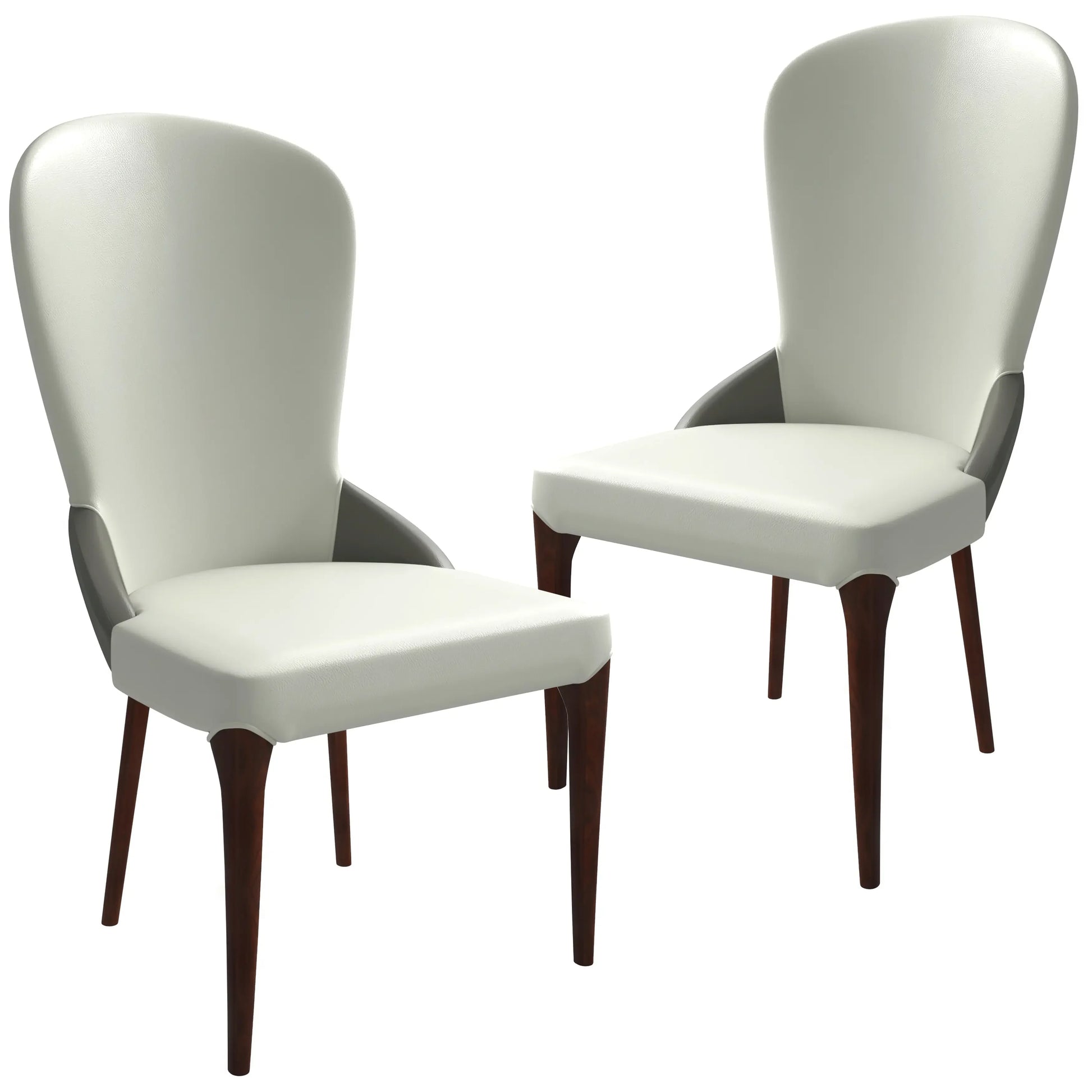 Havana Leather Dining Chair with a Two-Tone Color Design and Rubberwood Legs Set of 2 - Elax Furniture