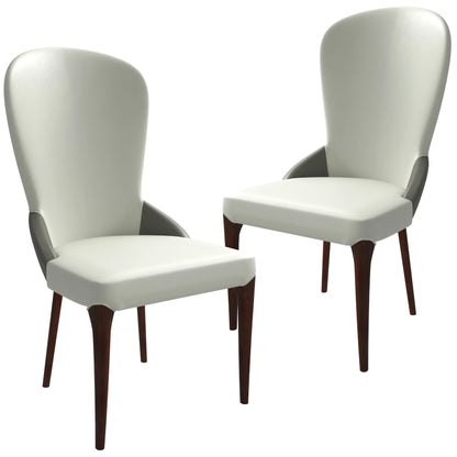 Havana Leather Dining Chair with a Two-Tone Color Design and Rubberwood Legs Set of 2 - Elax Furniture