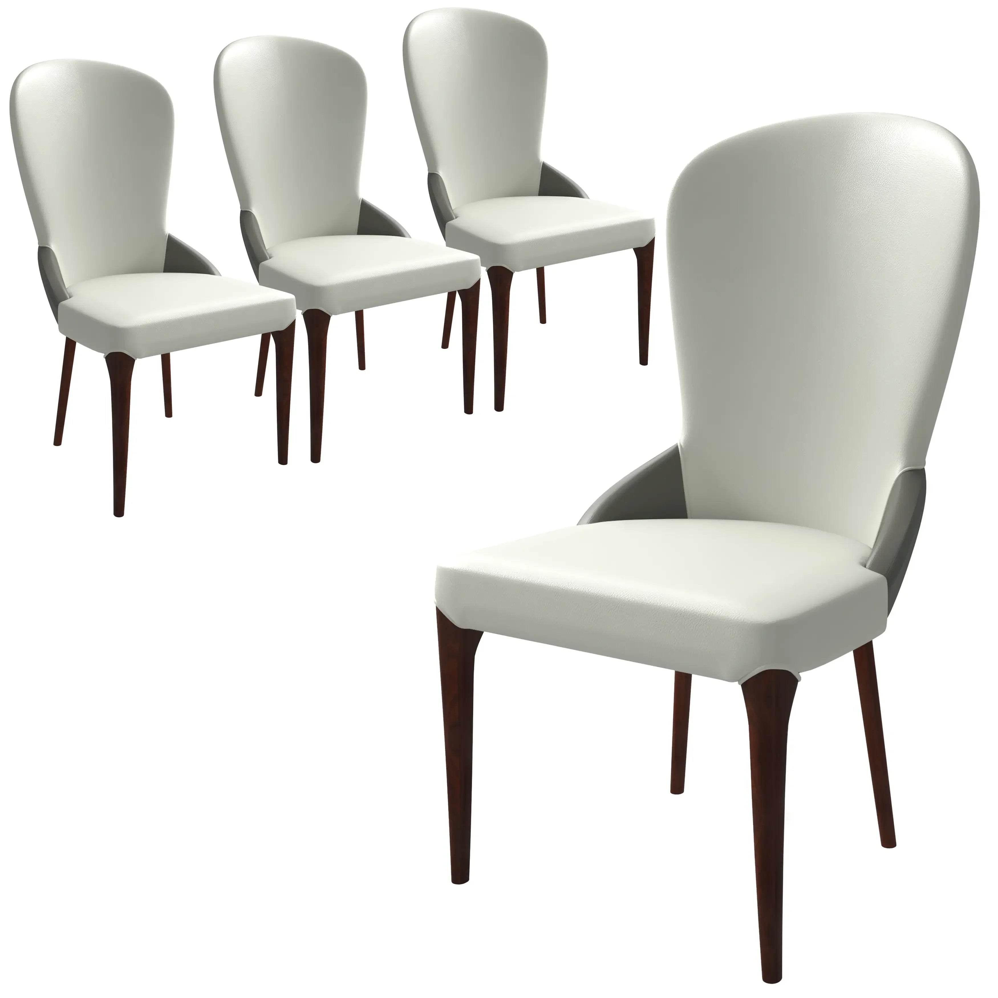 Havana Leather Dining Chair with a Two-Tone Color Design and Rubberwood Legs Set of 4 - Elax Furniture