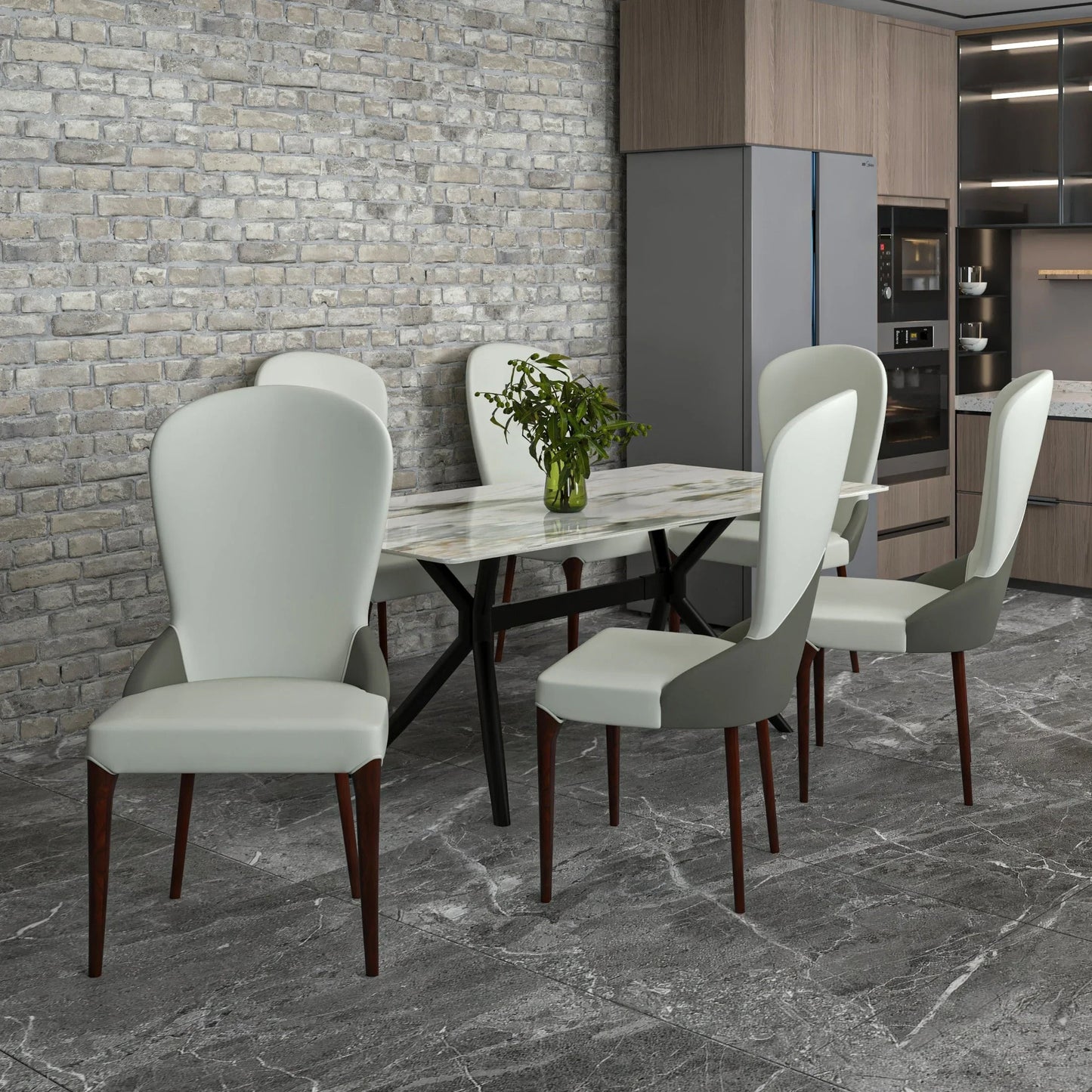 Havana Leather Dining Chair with a Two-Tone Color Design and Rubberwood Legs - Elax Furniture