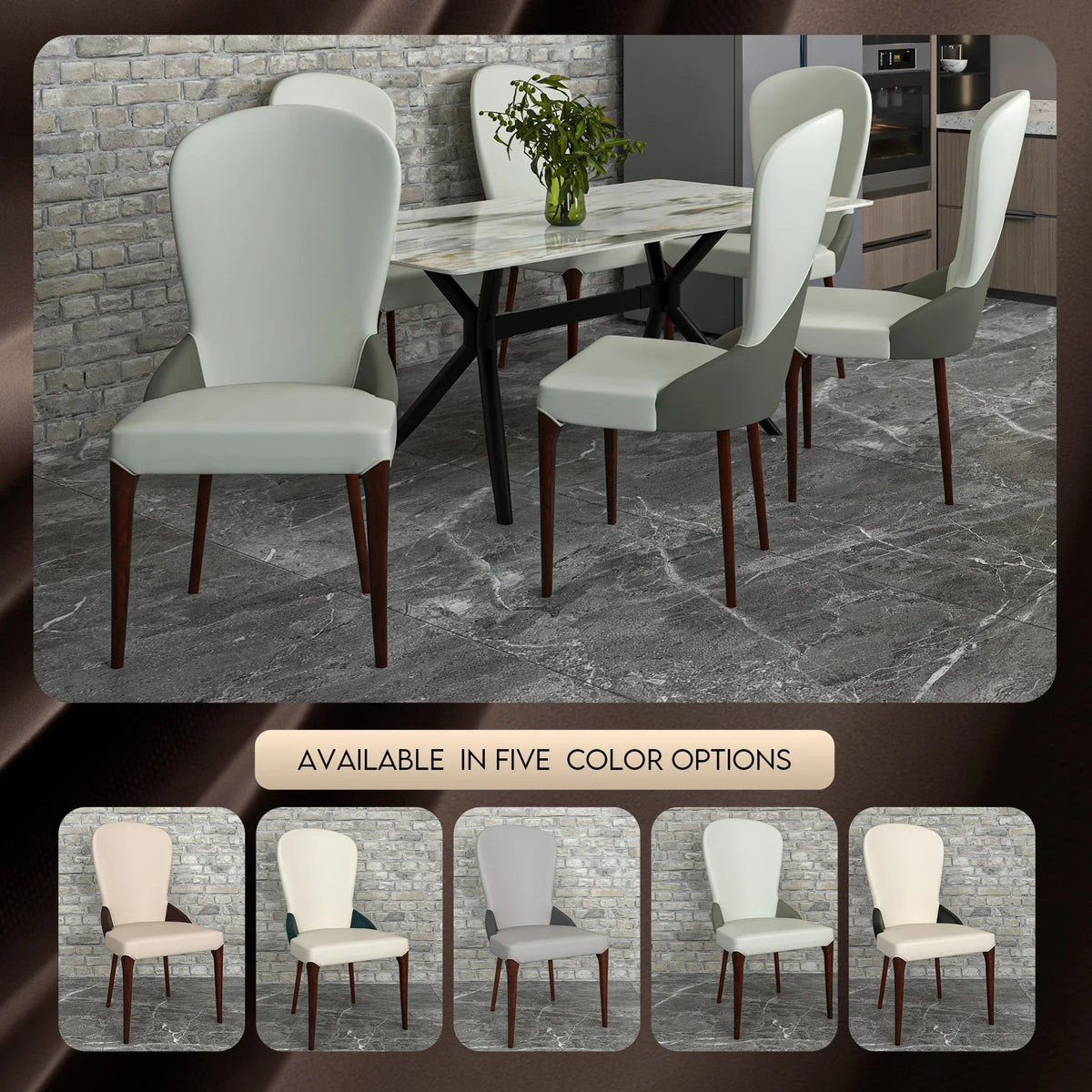 Havana Leather Dining Chair with a Two-Tone Color Design and Rubberwood Legs - Elax Furniture
