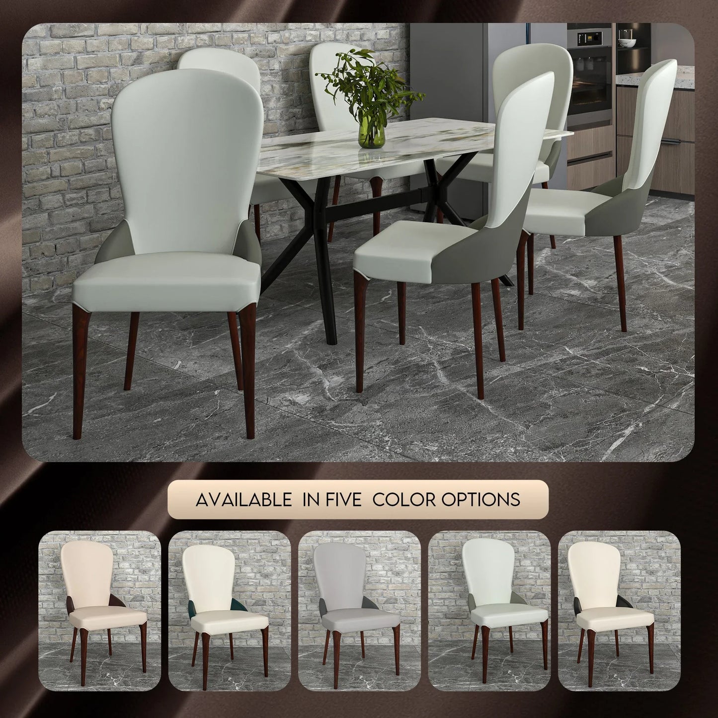 Havana Leather Dining Chair with a Two-Tone Color Design and Rubberwood Legs - Elax Furniture