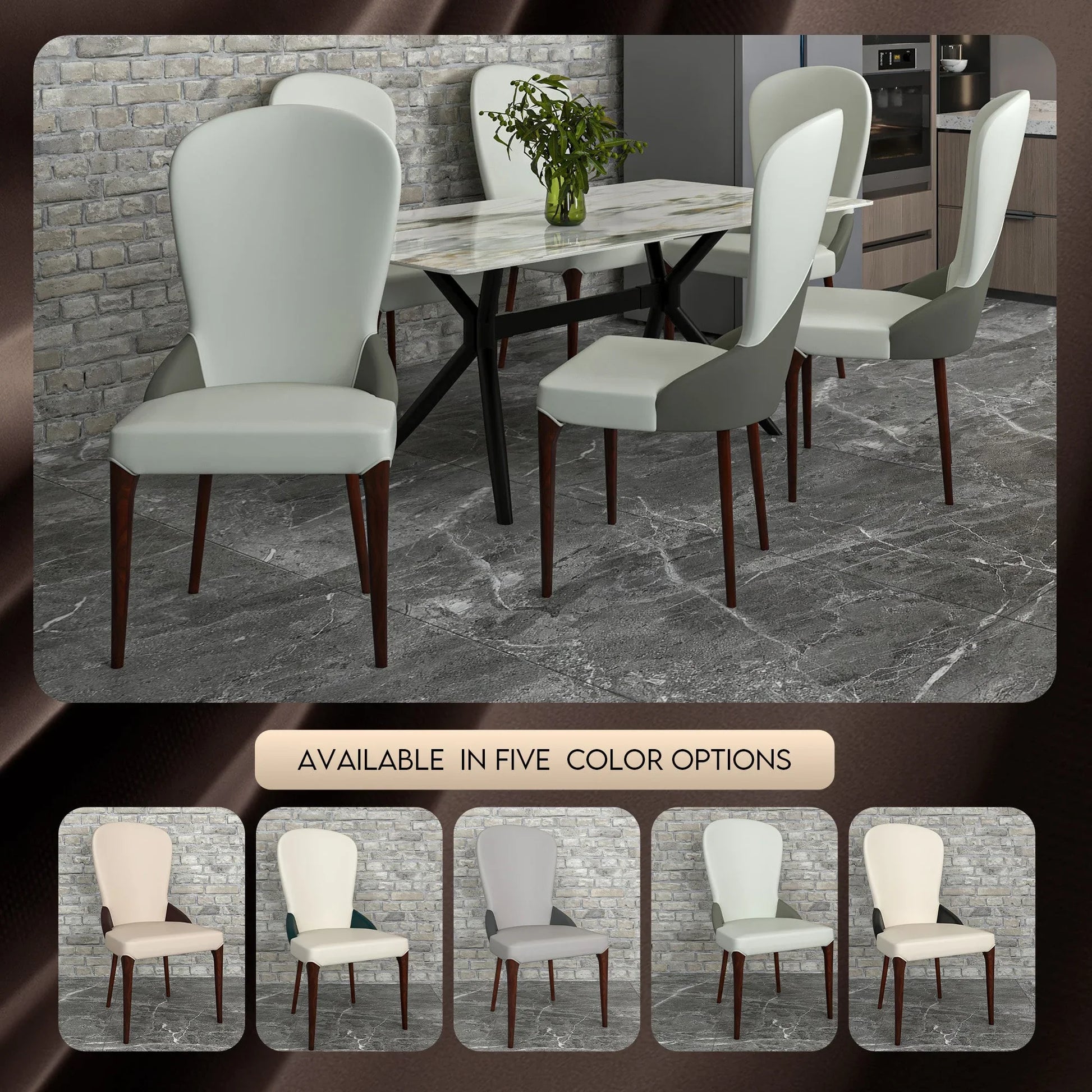 Havana Leather Dining Chair with a Two-Tone Color Design and Rubberwood Legs - Elax Furniture