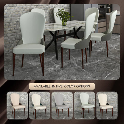 Havana Leather Dining Chair with a Two-Tone Color Design and Rubberwood Legs - Elax Furniture