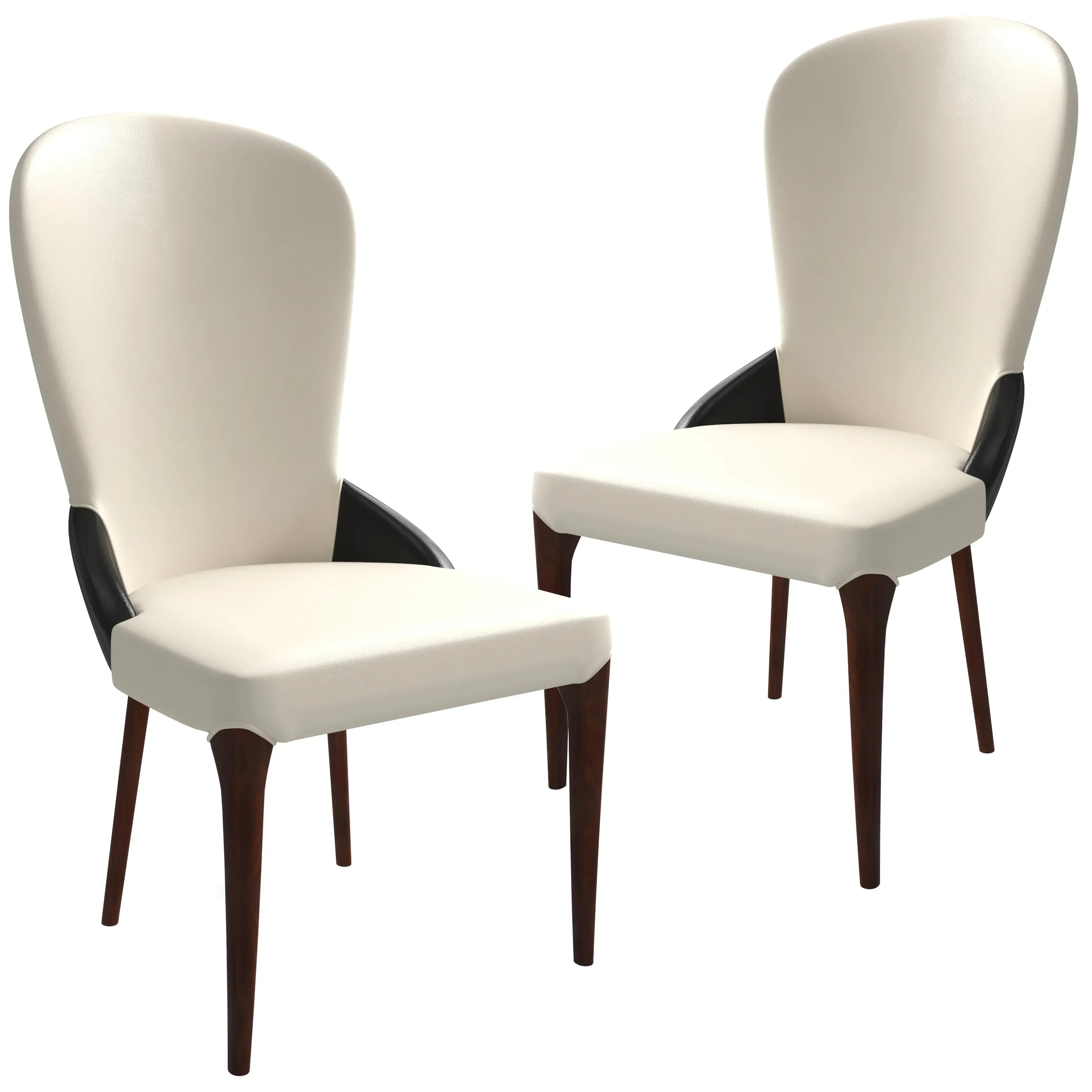 Havana Leather Dining Chair with a Two-Tone Color Design and Rubberwood Legs Set of 2 - Elax Furniture
