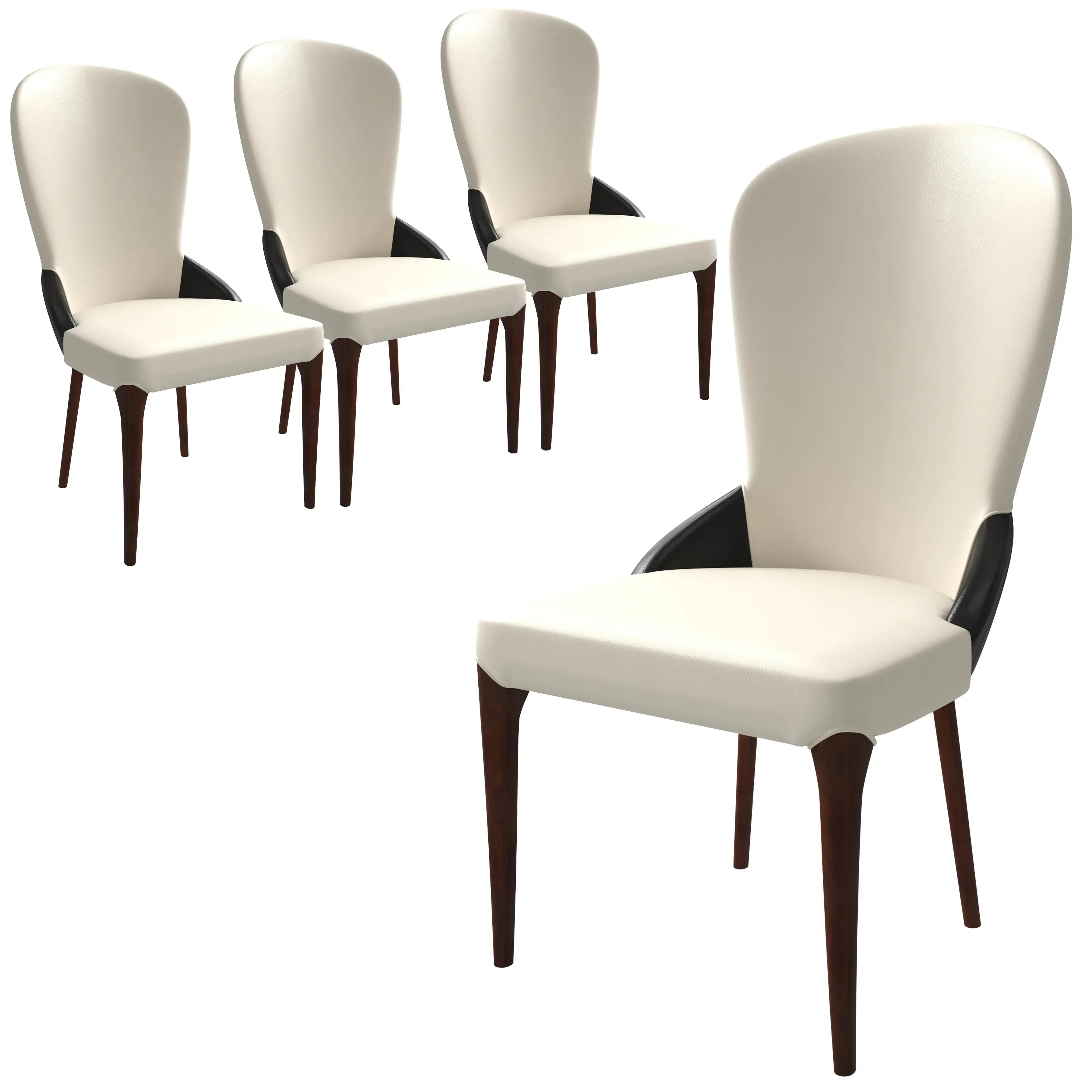 Havana Leather Dining Chair with a Two-Tone Color Design and Rubberwood Legs Set of 4 - Elax Furniture