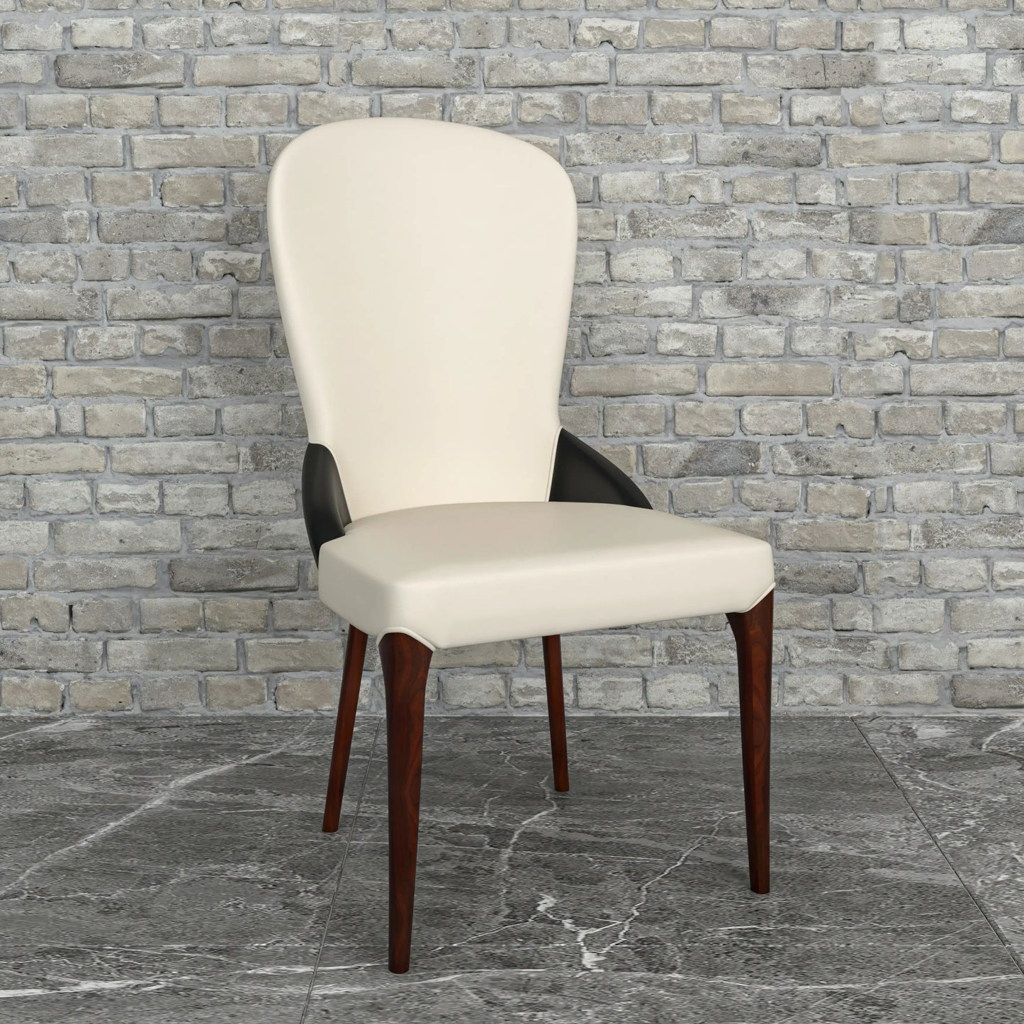 Havana Leather Dining Chair with a Two-Tone Color Design and Rubberwood Legs Set of 4 - Elax Furniture