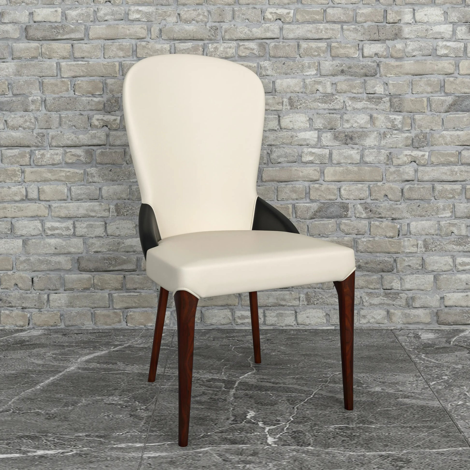 Havana Leather Dining Chair with a Two-Tone Color Design and Rubberwood Legs Set of 4 - Elax Furniture