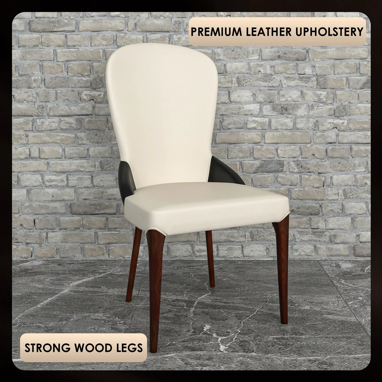 Havana Leather Dining Chair with a Two-Tone Color Design and Rubberwood Legs - Elax Furniture