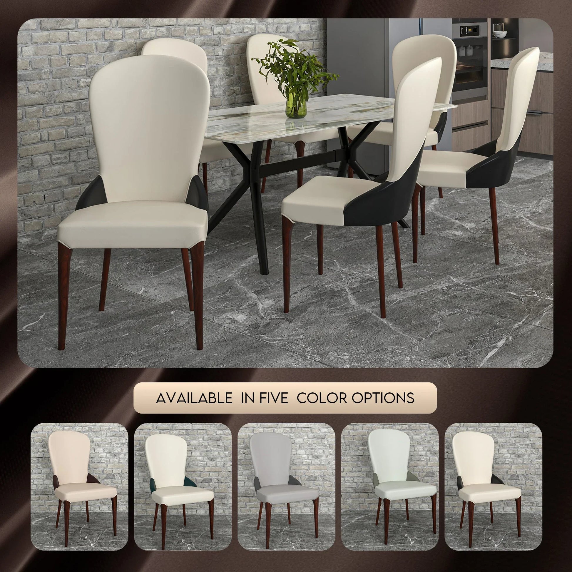 Havana Leather Dining Chair with a Two-Tone Color Design and Rubberwood Legs - Elax Furniture