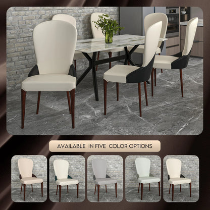 Havana Leather Dining Chair with a Two-Tone Color Design and Rubberwood Legs - Elax Furniture