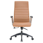 Hilton High-Back Leather Office Chair Adjustable Seat Height in Nylon Light Brown Office Chair Leisuremod