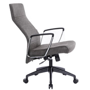 Hilton High-Back Leather Office Chair Adjustable Seat Height in Nylon Charcoal Office Chair Leisuremod