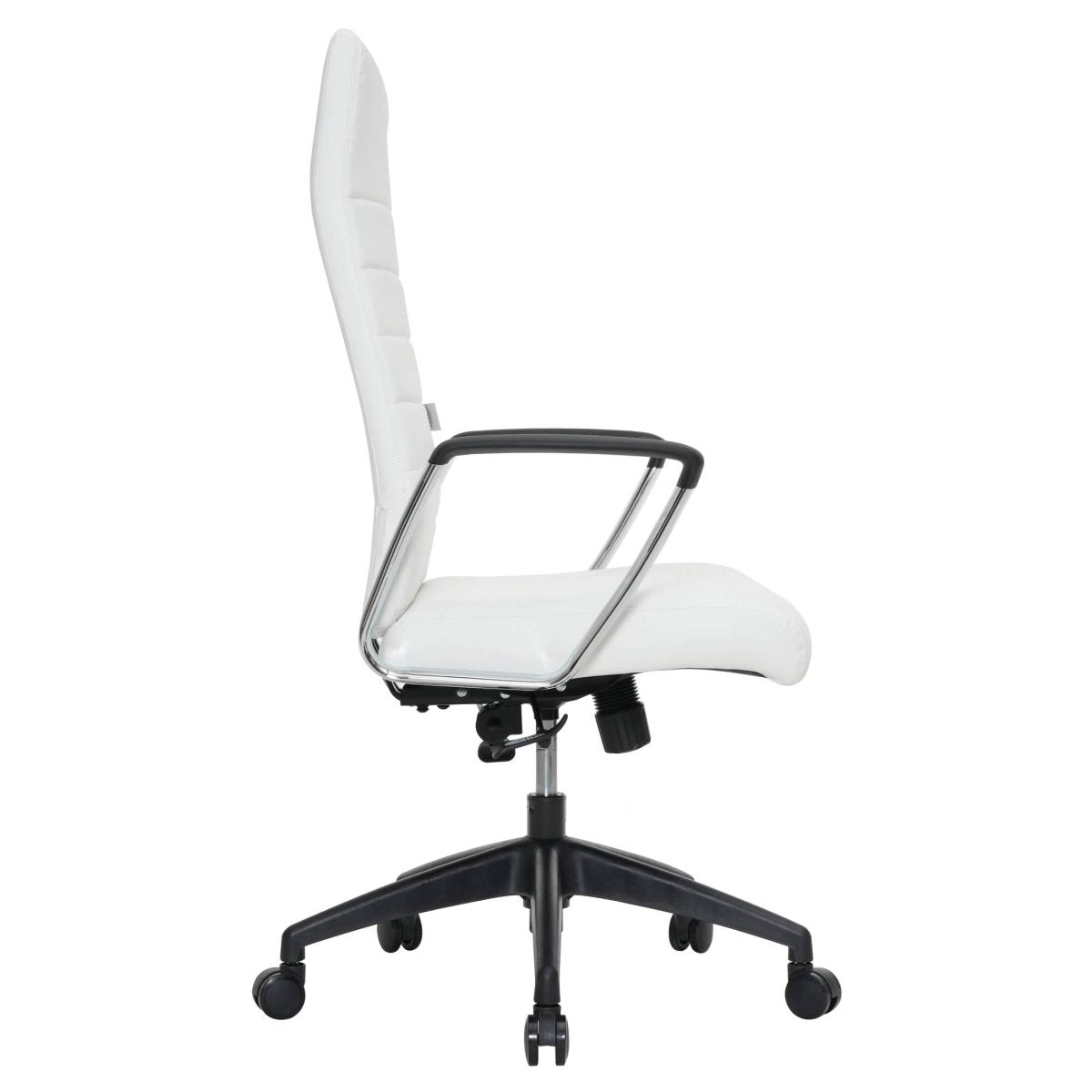 Hilton High-Back Leather Office Chair Adjustable Seat Height in Nylon White Office Chair Leisuremod