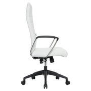Hilton High-Back Leather Office Chair Adjustable Seat Height in Nylon White Office Chair Leisuremod