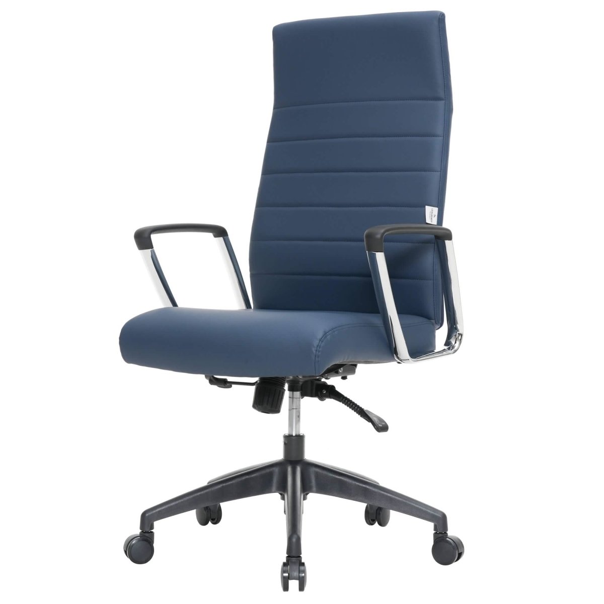 Hilton High-Back Leather Office Chair Adjustable Seat Height in Nylon Navy Blue Office Chair Leisuremod