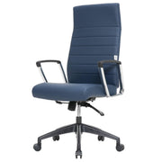 Hilton High-Back Leather Office Chair Adjustable Seat Height in Nylon Navy Blue Office Chair Leisuremod