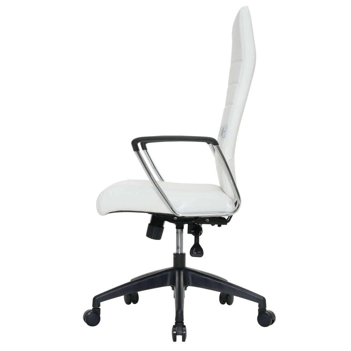 Hilton High-Back Leather Office Chair Adjustable Seat Height in Nylon White Office Chair Leisuremod