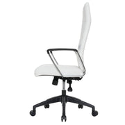 Hilton High-Back Leather Office Chair Adjustable Seat Height in Nylon White Office Chair Leisuremod