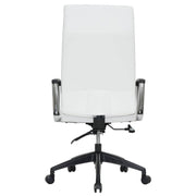Hilton High-Back Leather Office Chair Adjustable Seat Height in Nylon White Office Chair Leisuremod