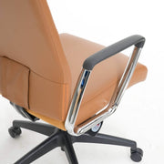 Hilton High-Back Leather Office Chair Adjustable Seat Height in Nylon Light Brown Office Chair Leisuremod