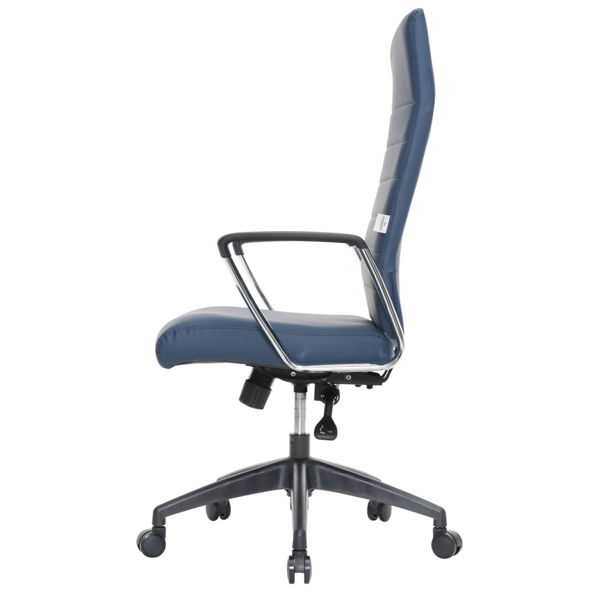 Hilton High-Back Leather Office Chair Adjustable Seat Height in Nylon Navy Blue Office Chair Leisuremod