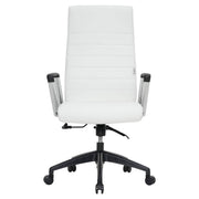 Hilton High-Back Leather Office Chair Adjustable Seat Height in Nylon White Office Chair Leisuremod