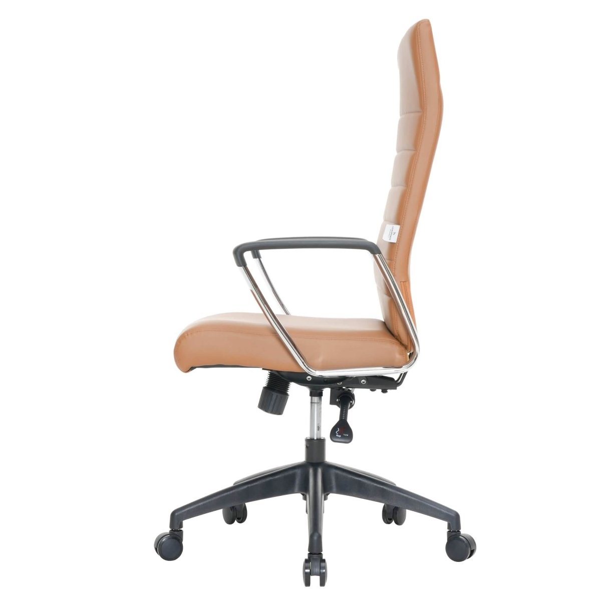 Hilton High-Back Leather Office Chair Adjustable Seat Height in Nylon Light Brown Office Chair Leisuremod