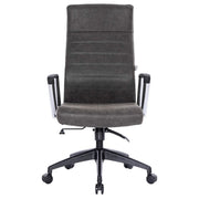 Hilton High-Back Leather Office Chair Adjustable Seat Height in Nylon Charcoal Office Chair Leisuremod