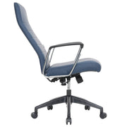 Hilton High-Back Leather Office Chair Adjustable Seat Height in Nylon Navy Blue Office Chair Leisuremod