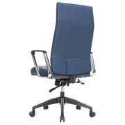 Hilton High-Back Leather Office Chair Adjustable Seat Height in Nylon Navy Blue Office Chair Leisuremod
