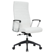 Hilton High-Back Leather Office Chair Adjustable Seat Height in Nylon White Office Chair Leisuremod