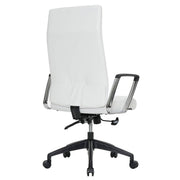 Hilton High-Back Leather Office Chair Adjustable Seat Height in Nylon White Office Chair Leisuremod