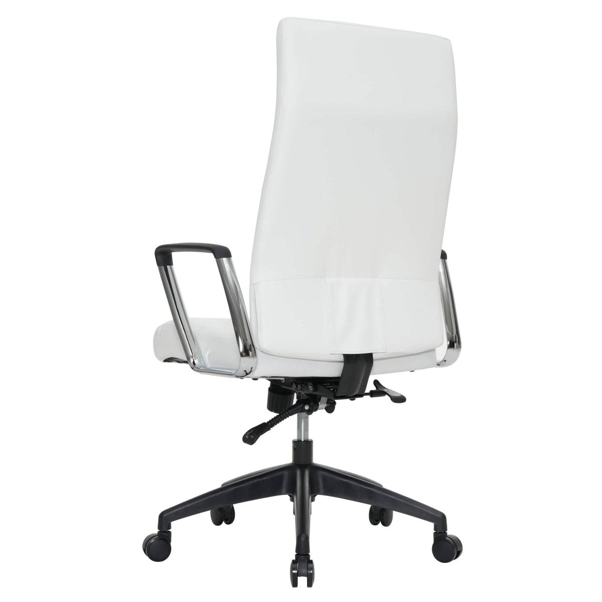 Hilton High-Back Leather Office Chair Adjustable Seat Height in Nylon White Office Chair Leisuremod