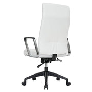 Hilton High-Back Leather Office Chair Adjustable Seat Height in Nylon White Office Chair Leisuremod