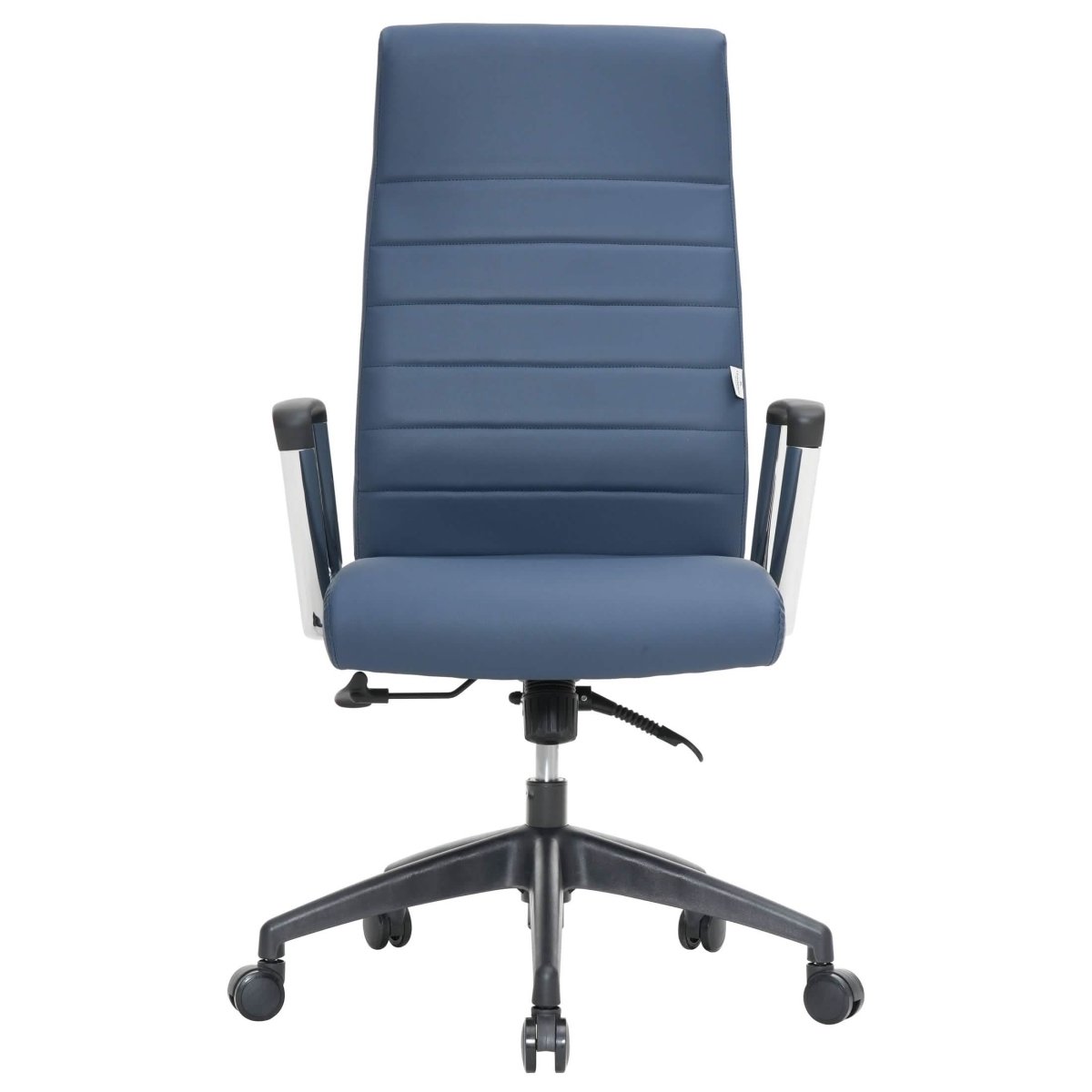Hilton High-Back Leather Office Chair Adjustable Seat Height in Nylon Navy Blue Office Chair Leisuremod