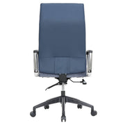 Hilton High-Back Leather Office Chair Adjustable Seat Height in Nylon Navy Blue Office Chair Leisuremod