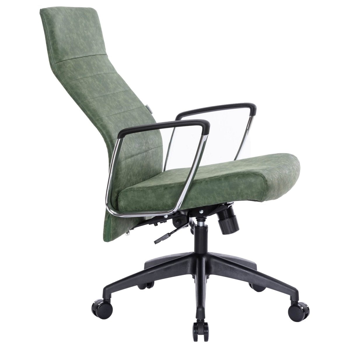 Hilton High-Back Leather Office Chair Adjustable Seat Height in Nylon Green Office Chair Leisuremod