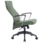 Hilton High-Back Leather Office Chair Adjustable Seat Height in Nylon Green Office Chair Leisuremod