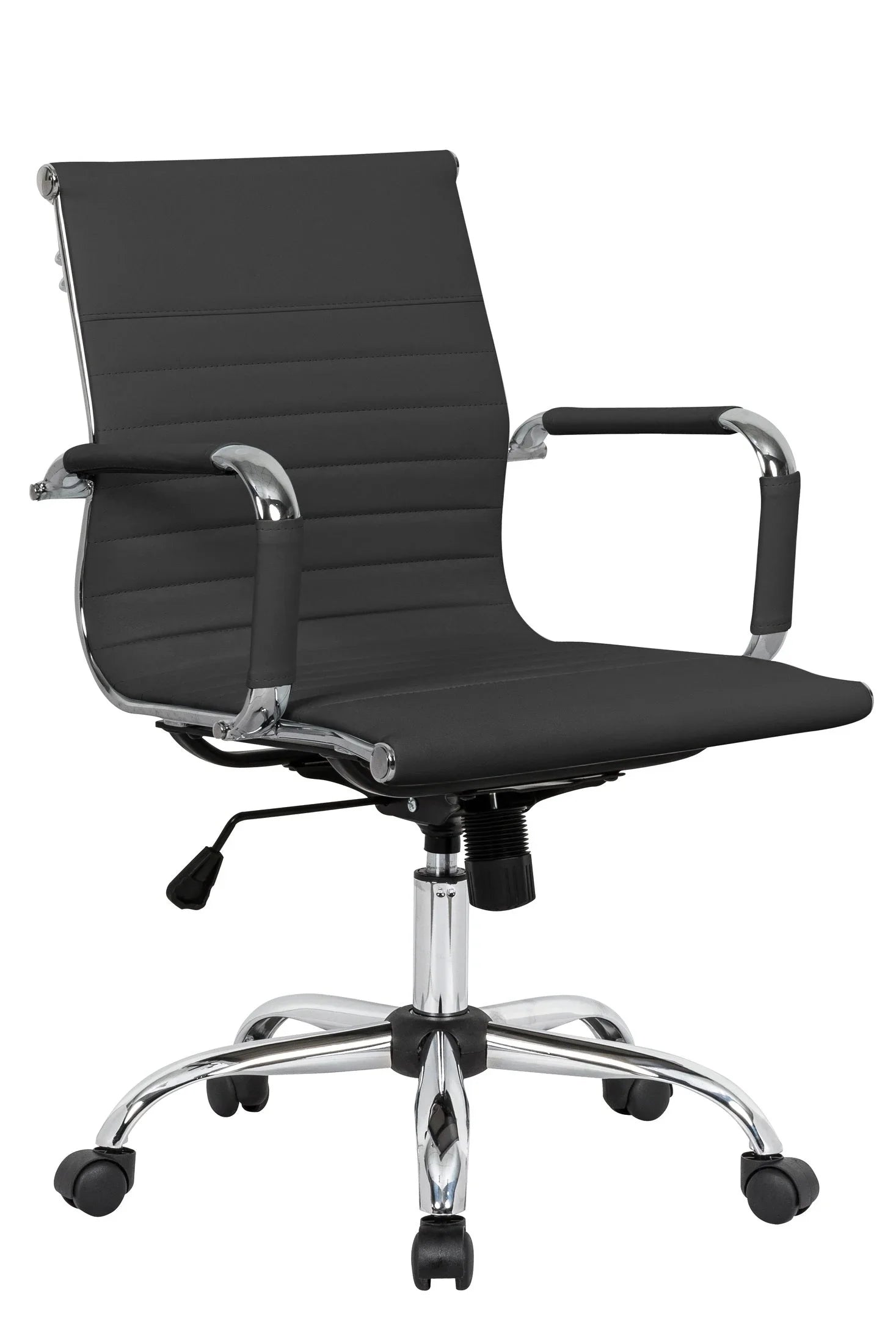 Harris Mid-Back Leather Adjustable Office Conference Chair with Armrests - Elax Furniture