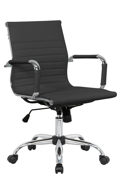 Harris Mid-Back Leather Adjustable Office Conference Chair with Armrests - Elax Furniture