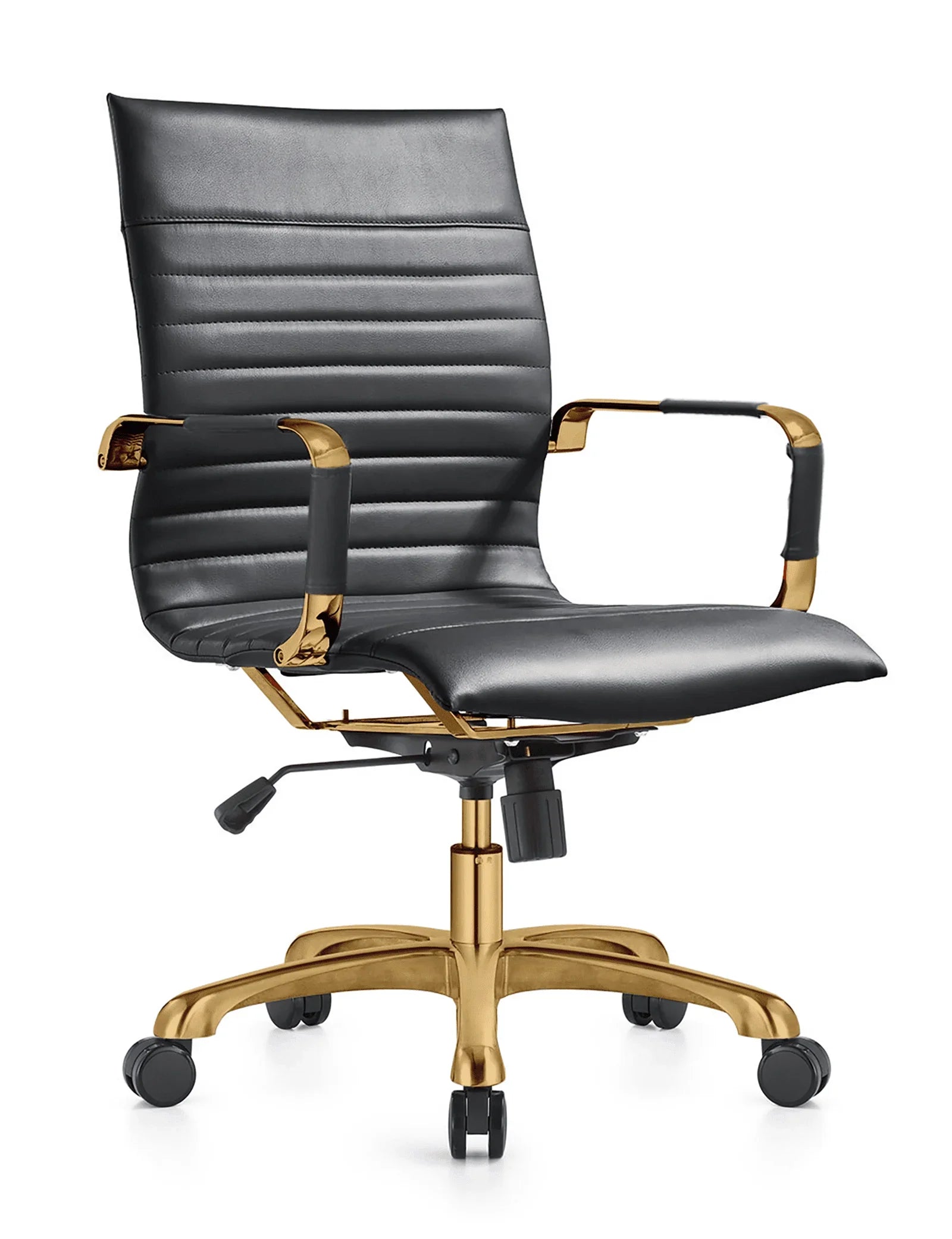 Harris Mid-Back Leather Adjustable Office Conference Chair with Armrests - Elax Furniture