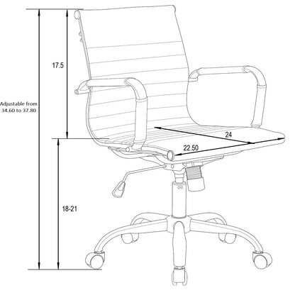 Harris Mid-Back Leather Adjustable Office Conference Chair with Armrests - Elax Furniture